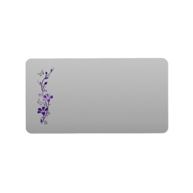 Purple, Silver Floral, Butterfly Address Label (Front)