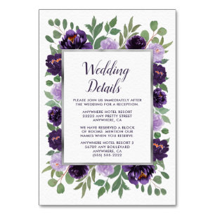 Purple Silver Floral Green Wedding Enclosure Cards