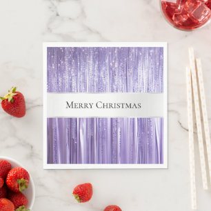Purple Silver Glam Tinsel Stripes  Napkin