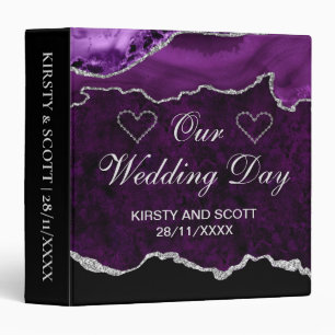 Purple & Silver Glitter Agate Wedding Photo Album Binder