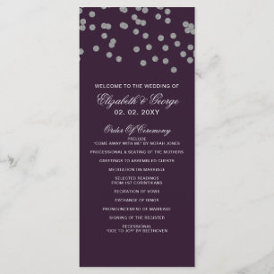 Purple Silver Glitter Confetti Elegant Wedding Program