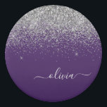 Purple Silver Glitter Girly Monogram Name Eraser<br><div class="desc">Purple and Silver Sparkle Glitter Script Monogram Name Eraser. This makes the perfect graduation,  birthday,  wedding,  bridal shower,  anniversary,  baby shower or bachelorette party gift for someone that loves glam luxury and chic styles.</div>