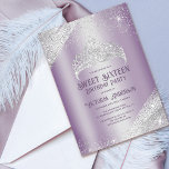 Purple Silver Glitter Princess Tiara Sweet 16 Invi Invitation<br><div class="desc">This glamourous and girly sweet sixteen birthday party invitation is perfect for the stylish and trendy girl. It features a faux printed sparkly silver tiara crown with speckled and splatter glitter dust confetti on a purple dreamy metallic background. It's elegant, pretty, luxurious, and modern; the perfect design to impress her...</div>