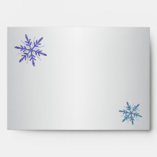 Purple, Silver Glitter Snowflake A7 Return Address Envelope