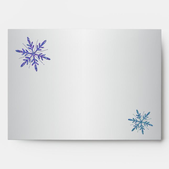 Purple, Silver Glitter Snowflake A7 Return Address Envelope (Front)
