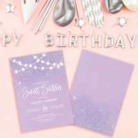 Purple Silver Glitter Sparkles Lights Sweet 16
