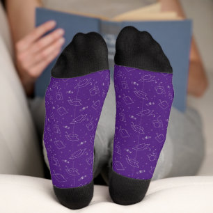 Purple & Silver Graduation Cap Toss Socks