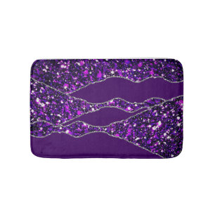 Purple Silver Luxury Elegant Liquid Texture  Bath Mat
