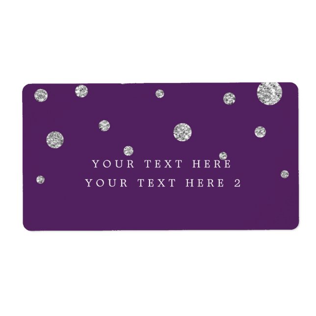 Purple & Silver Modern Dots Party Package Label (Front)