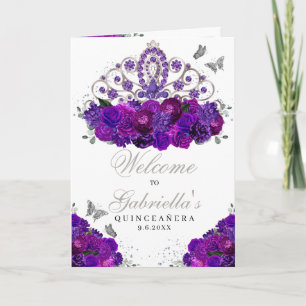 Purple Silver Princess Tiara Quinceanera Program