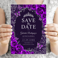 Purple Silver Quinceanera Floral