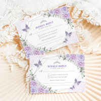 Purple Silver Quinceanera Mis Quince 15 Anos RSVP