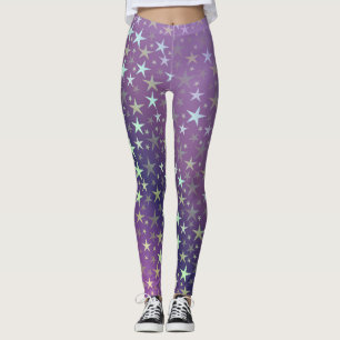 purple+silver,shiny, bright, star, colour, decorat leggings