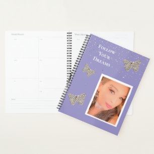 Purple Silver Sparkle Butterflies Your Photo  Planner