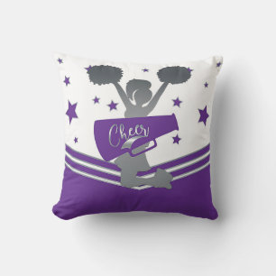 Purple & Silver Stars Cheer Cheer-leading Girls Throw Pillow