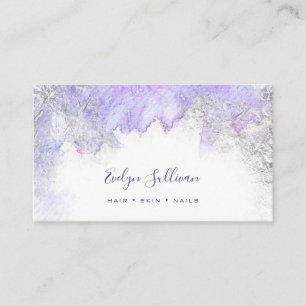 purple silver watercolor business card