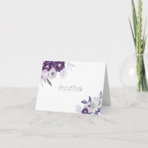 Purple Silver watercolor thank you notes  3963
