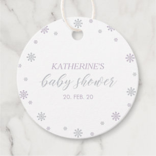 Purple & Silver Winter Wonderland Baby Shower Favour Tags