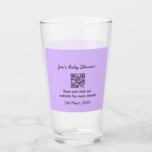 Purple simple baby shower q r code add name text glass