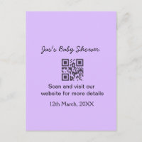 Purple simple baby shower q r code add name text