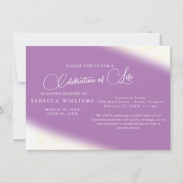 Purple Simple Célébration des invitations à vie (Devant)