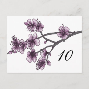 Purple Simple Cherry Blossoms Table Number Postcard