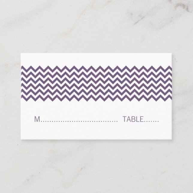 Purple Simple Chevron Place Card (Front)