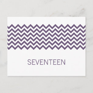 Purple Simple Chevron Table Number Postcard