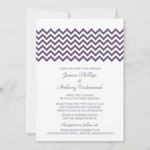 Purple Simple Chevron Wedding Invite