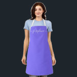 Purple Simple Chic Elegant script Name Apron<br><div class="desc">She'll love a personalized apron as she bakes those goodies,  cooks delicious dishes,  or works with her plants. A perfect gift to encourage her talents. White script for the name with long-tail embellishments on purple.</div>