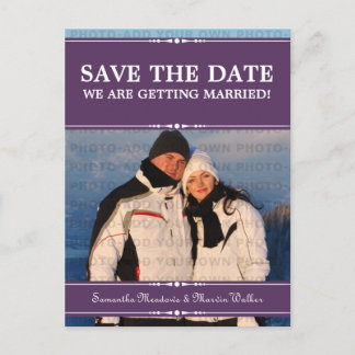 Purple Simple Chic Photo Save the Date Postcard