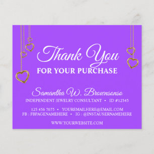 Purple Simple Clean Heart Gold Thank You