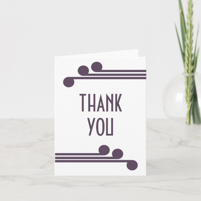 Purple Simple Deco Chic Thank You Card (Front)