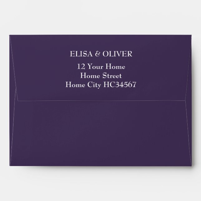 Purple Simple Elegant  Return Address Envelope (Back (Top Flap))