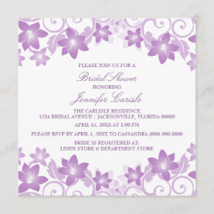 Purple Simple Floral Bridal Shower Invite