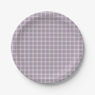 Purple Simple Gingham Gender Neutral Baby Shower Paper Plate