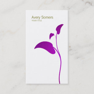 Purple Simple Leaf White Business Card