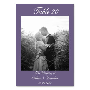 Purple Simple Minimal Calligraphy Script Photo  Table Number