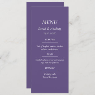 Purple Simple Minimalist Elegant Wedding Food Menu