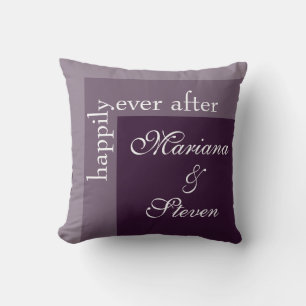 Purple Simple Modern Chic Script Wedding Throw Pillow