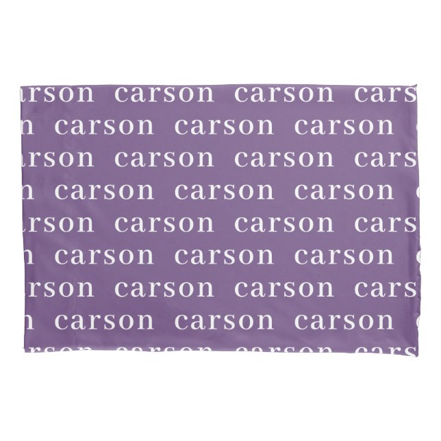 Purple Simple Personalized Repeating Name Pillowcase (Front)