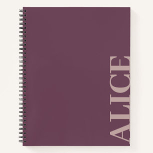 Purple Simple Text Style Custom Name Notebook