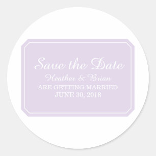 Purple Simply Elegant Save the Date Classic Round Sticker