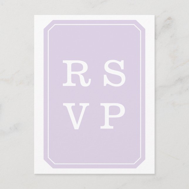 Purple Simply Elegant Wedding RSVP Postcard (Front)