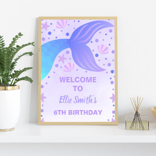 Purple Sirène Anniversaire Affiche de bienvenue de