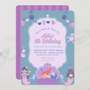 Purple Sirène Invitation Anniversaire