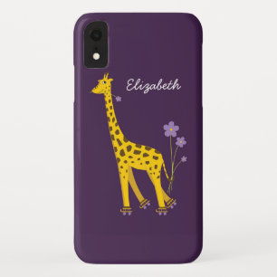 Purple Skating Funny Cartoon Giraffe Personalized iPhone XR Case