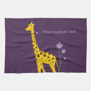 Purple Skating Funny Giraffe Personalized Kitchen Towel