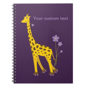 Purple Skating Funny Giraffe Personalized Notebook