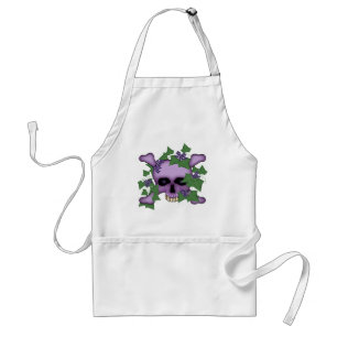 Purple Skull and Flowers Standard Apron